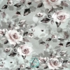 Baumwolljersey Weiße Rosen/ Grau